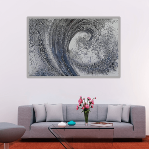 Wave painting with frame offthewall framing