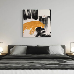 Hand-Painted Amber Contrast Abstract Canvas Art - Professionally Stretched 1