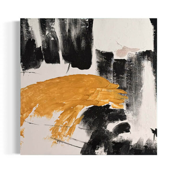 Hand-Painted Amber Contrast Abstract Canvas Art - Professionally Stretched 3