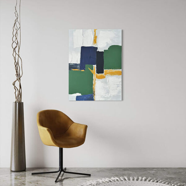 Hand-Painted Geometric Harmony Abstract Canvas Art - Professionally Stretched